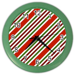 Christmas Color Stripes Color Wall Clocks by Celenk