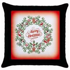 Merry Christmas Wreath Throw Pillow Case (black) by Celenk