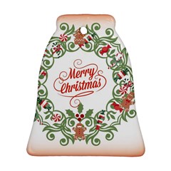 Merry Christmas Wreath Bell Ornament (two Sides) by Celenk
