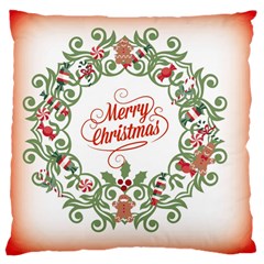 Merry Christmas Wreath Large Cushion Case (two Sides)