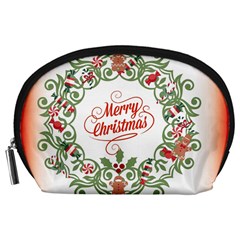 Merry Christmas Wreath Accessory Pouches (large)  by Celenk