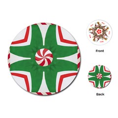 Candy Cane Kaleidoscope Playing Cards (round)  by Celenk