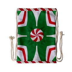 Candy Cane Kaleidoscope Drawstring Bag (small) by Celenk