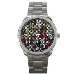 Christmas Cross Stitch Background Sport Metal Watch by Celenk