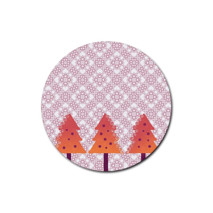 Christmas Card Elegant Rubber Coaster (Round) 