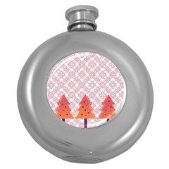 Christmas Card Elegant Round Hip Flask (5 Oz)