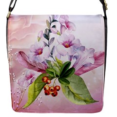 Wonderful Flowers, Soft Colors, Watercolor Flap Messenger Bag (s) by FantasyWorld7