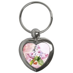 Wonderful Flowers, Soft Colors, Watercolor Key Chains (heart)  by FantasyWorld7