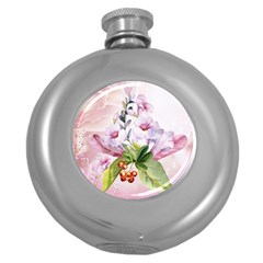 Wonderful Flowers, Soft Colors, Watercolor Round Hip Flask (5 Oz) by FantasyWorld7