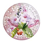 Wonderful Flowers, Soft Colors, Watercolor Round Filigree Ornament (Two Sides) Front