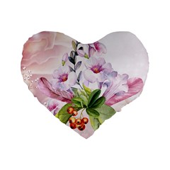 Wonderful Flowers, Soft Colors, Watercolor Standard 16  Premium Heart Shape Cushions by FantasyWorld7