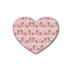 Floral Pattern Rubber Coaster (heart) 