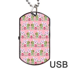 Floral Pattern Dog Tag Usb Flash (one Side) by SuperPatterns