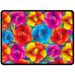 Neon Colored Floral Pattern Fleece Blanket (large)  by Bigfootshirtshop