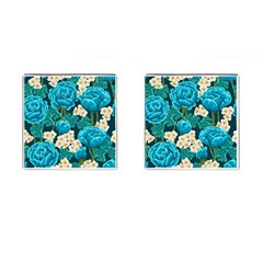 Light Blue Roses And Daisys Cufflinks (square) by Bigfootshirtshop