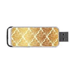 Vintage,gold,damask,floral,pattern,elegant,chic,beautiful,victorian,modern,trendy Portable Usb Flash (one Side) by NouveauDesign