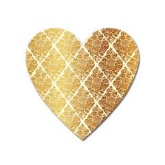 Vintage,gold,damask,floral,pattern,elegant,chic,beautiful,victorian,modern,trendy Heart Magnet by NouveauDesign