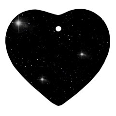 Starry Galaxy Night Black And White Stars Ornament (heart) by yoursparklingshop