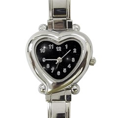 Starry Galaxy Night Black And White Stars Heart Italian Charm Watch