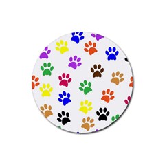 Pawprints Paw Prints Paw Animal Rubber Coaster (round)  by Celenk