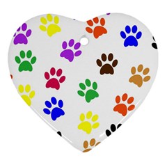 Pawprints Paw Prints Paw Animal Heart Ornament (two Sides)