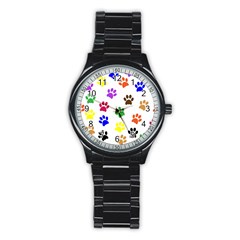 Pawprints Paw Prints Paw Animal Stainless Steel Round Watch by Celenk