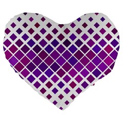 Pattern Square Purple Horizontal Large 19  Premium Heart Shape Cushions by Celenk