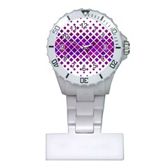 Pattern Square Purple Horizontal Plastic Nurses Watch by Celenk