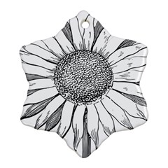 Sunflower Flower Line Art Summer Snowflake Ornament (two Sides) by Celenk