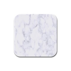 Marble Texture White Pattern Rubber Square Coaster (4 Pack)  by Celenk