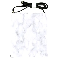 Marble Texture White Pattern Shoulder Sling Bags by Celenk