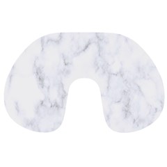 Marble Texture White Pattern Travel Neck Pillows by Celenk