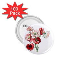 Flowers Poppies Poppy Vintage 1 75  Buttons (100 Pack)  by Celenk