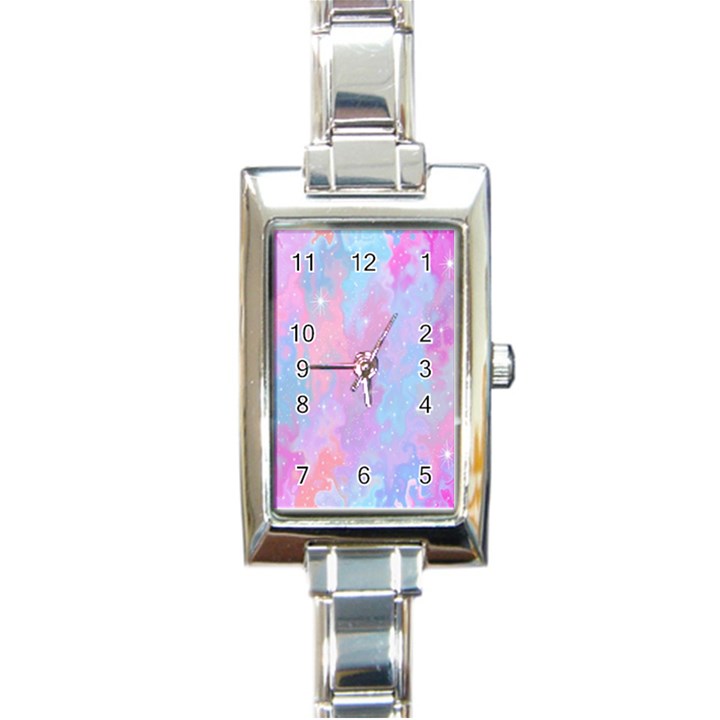 Space Psychedelic Colorful Color Rectangle Italian Charm Watch