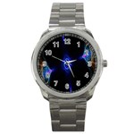 Lightning Kaleidoscope Art Pattern Sport Metal Watch Front