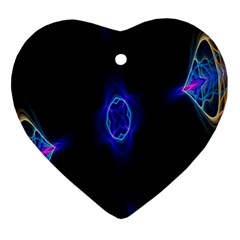 Lightning Kaleidoscope Art Pattern Heart Ornament (two Sides)