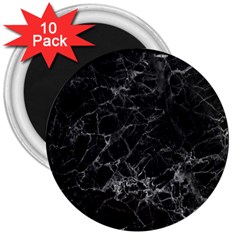 Black Texture Background Stone 3  Magnets (10 Pack)  by Celenk