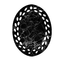 Black Texture Background Stone Oval Filigree Ornament (two Sides) by Celenk