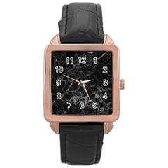 Black Texture Background Stone Rose Gold Leather Watch  by Celenk