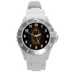 Beads Fractal Abstract Pattern Round Plastic Sport Watch (L) Front