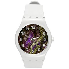 Abstract Fractal Art Design Round Plastic Sport Watch (m) by Celenk