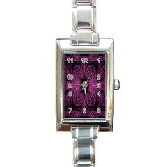 Fractal Magenta Pattern Geometry Rectangle Italian Charm Watch by Celenk