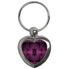 Fractal Magenta Pattern Geometry Key Chains (heart) 