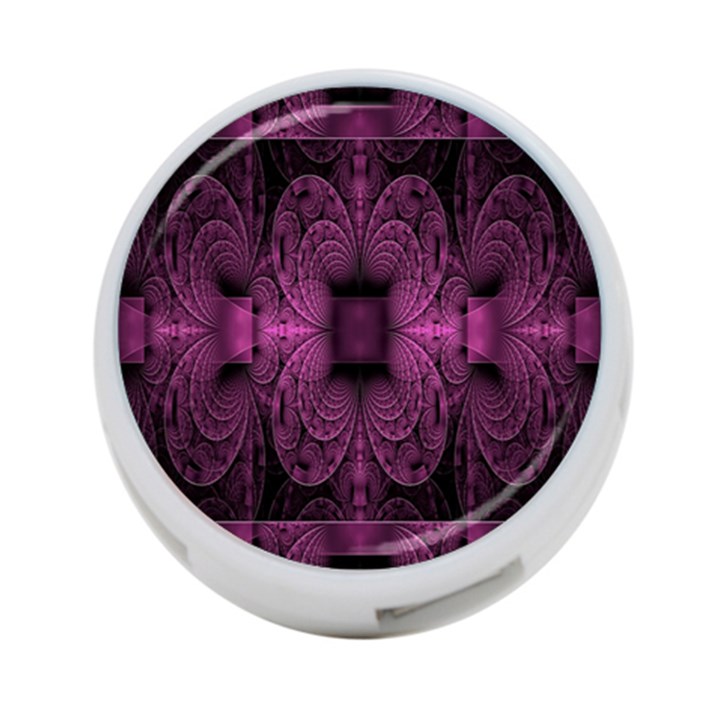 Fractal Magenta Pattern Geometry 4-Port USB Hub (Two Sides) 