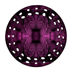 Fractal Magenta Pattern Geometry Round Filigree Ornament (two Sides) by Celenk