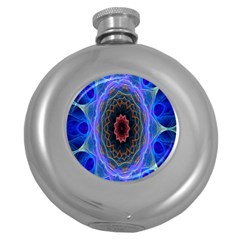 Cosmic Flower Kaleidoscope Art Round Hip Flask (5 Oz)