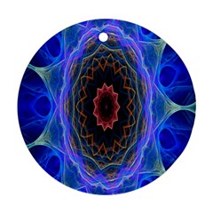 Cosmic Flower Kaleidoscope Art Round Ornament (two Sides) by Celenk