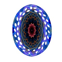Cosmic Flower Kaleidoscope Art Oval Filigree Ornament (two Sides) by Celenk