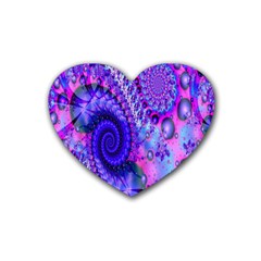 Fractal Fantasy Creative Futuristic Heart Coaster (4 Pack)  by Celenk