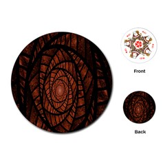 Fractal Red Brown Glass Fantasy Playing Cards (round)  by Celenk
